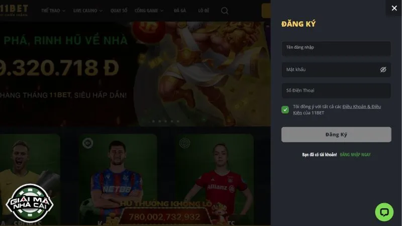 Các bước mở tài khoản tại 11bet nhanh chóng