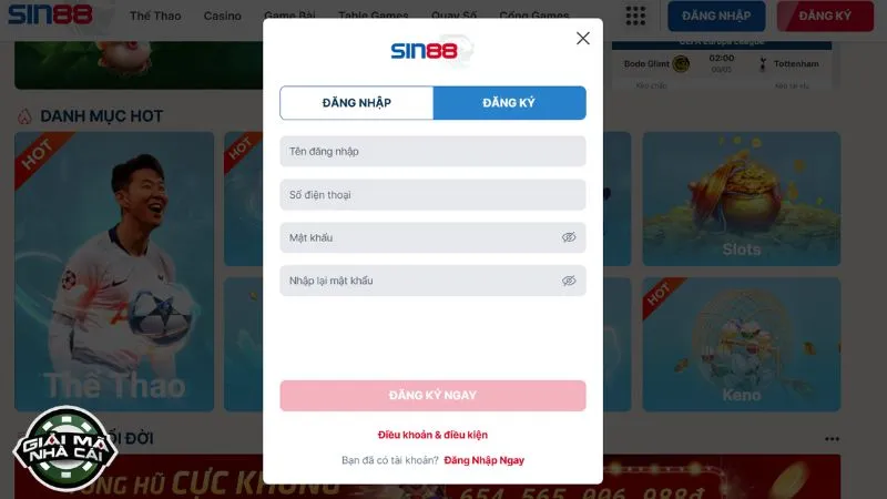 Việc đăng ký tài khoản tại Sin88 diễn ra như thế nào?